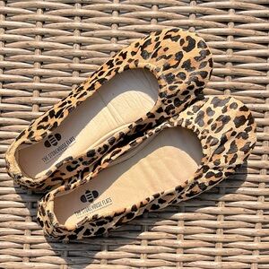 Real Fur Leopard Print Ballet Flats